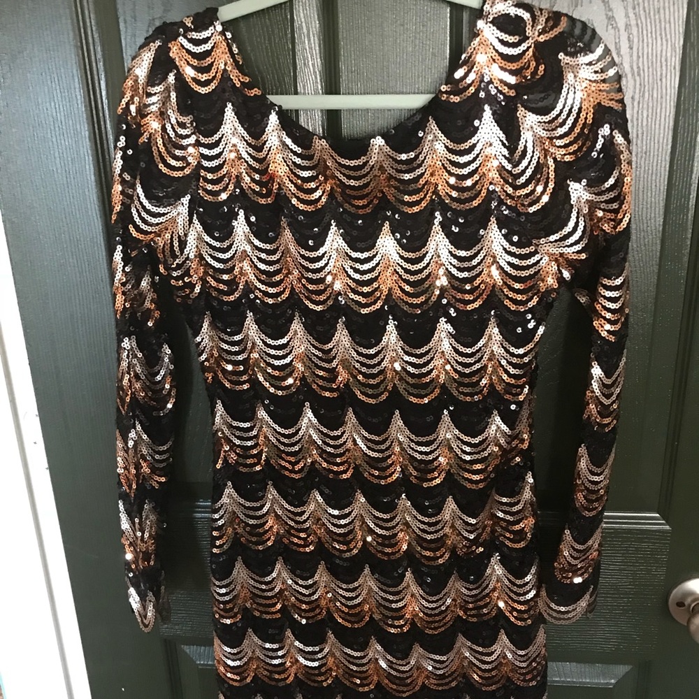 Black & Gold Sequin Mini Dress